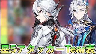 【原神】星5アタッカー最強ランキングティア表！！