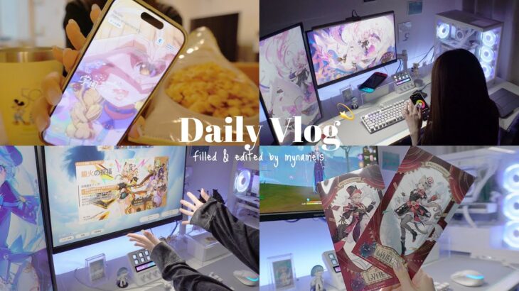 vlog | ガチャは忍耐^-^？💦原神KFCコラボ食べる🍗⭐︎フィギュア開封.学マス🎓など