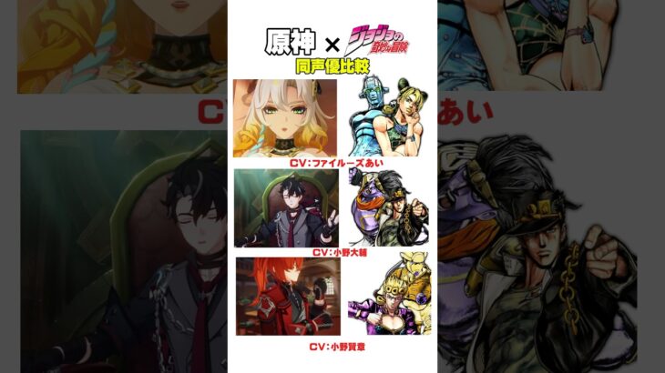 【原神】ジョジョキャラと同声優のキャラボイス比較 #原神 #genshinimpact #ジョジョの奇妙な冒険 な冒険 #リオセスリ #meme #hoyocreators