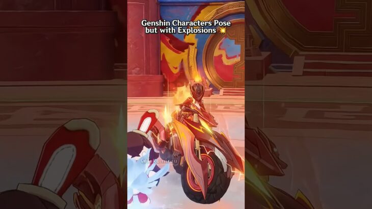 Genshin Impact Characters Pose but with Explosions
