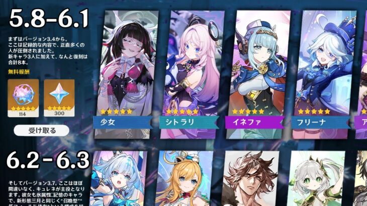 最新情報！Ver.5.7〜6.3の全ガチャ！少女、イネファ、ナドクライのキャラ【原神/げんしん】