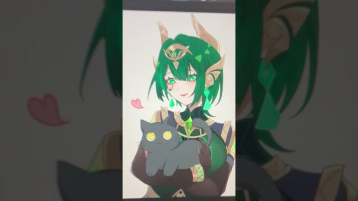 原神の新キャラネフェル描きました〜！#イラスト #原神 #バズれ #short #shorts