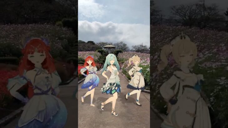 【秋桜 ツギハギ 2/5】コスモスを背に 原神のファルザンたちが「ツギハギスタッカート」【原神 AR ダンス】