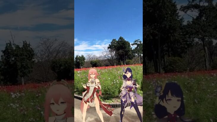 【お花 クレイジー 5/5】コスモス割と咲いてきた 原神の雷電将軍と八重神子が「LADY CRAZY」【原神 AR ダンス  HIMEHINA】