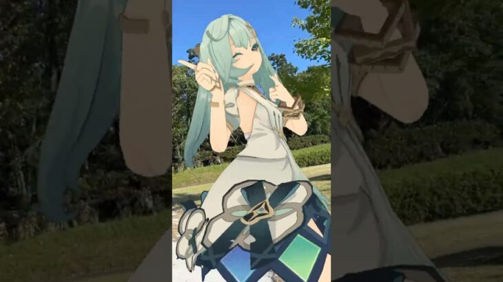 【秋の公園 愛包 3/4】公演の入り口で 少し色づき始めた木々に  原神のファルザンと藍硯（らんやん）が「愛包ダンスホール」【原神 AR ダンス  HIMEHINA】