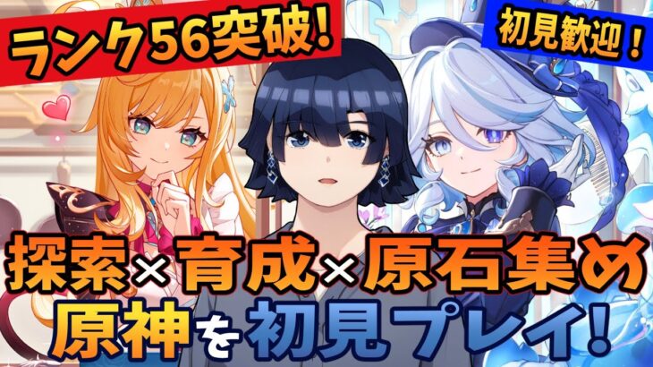 【原神/ガチャ】ランク56突破！フリーナの育成と鍾離とヤフォダと少女コロンビーナと傀儡サンドローネヌヴィレットと夜蘭とファルカとヴァレサとシロネンとイネファと雷電と八重神子と心海に向けて原石集め！