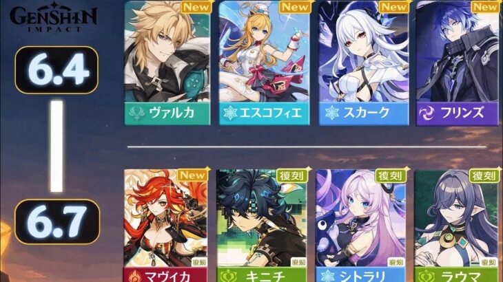 原神6.4〜6.7祈願予想｜サンドローネ＆ニコル実装？復刻キャラまとめ