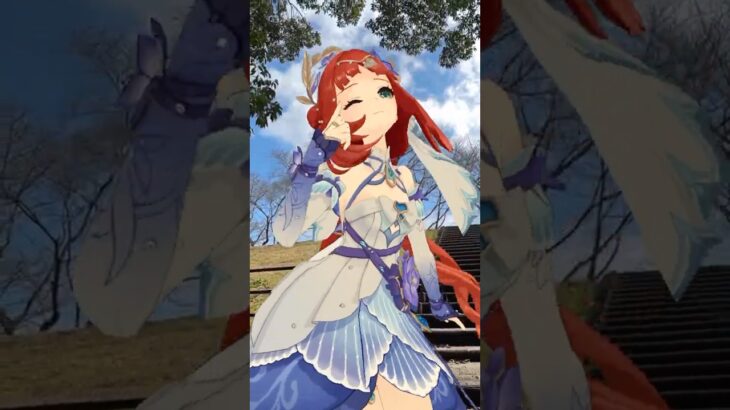 【桜への階段 愛包 2/4】桜の回廊へと登る階段があったので  原神のニィロウと藍硯（らんやん）が「愛包ダンスホール」【原神 AR ダンス  HIMEHINA】