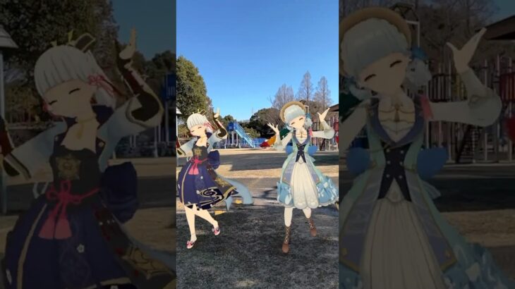 【滑りたい キスキツネ 3/3】まだ工事中の新しい滑り台で 早く滑りたい  原神のふたり綾華が「キスキツネ」【原神 AR ダンス  HIMEHINA】