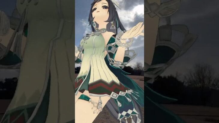 【翳る日差しの 愛包 3/4】冬空の仄暗い冷たい景色でも  原神のニィロウと藍硯（らんやん）が「愛包ダンスホール」【原神 AR ダンス  HIMEHINA】