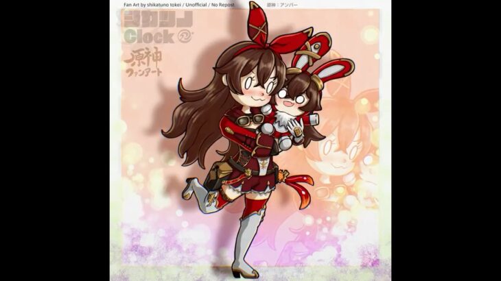 原神：アンバーのちびキャライラスト制作タイムラプス #イラスト #illustration #イラストメイキング #drawing