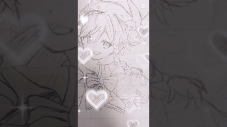 最近原神始めたので好きなキャラ書いた(1枚目がうろ覚え、2枚目が模写)#原神 #テンプレート #ウェンティ #shorts