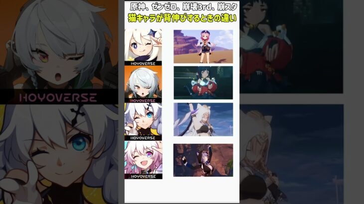 【原神】【崩壊スターレイル】【崩壊3rd】【ゼンレスゾーンゾロ】猫キャラが背伸びする時の違い#ゼンレスゾーンゼロ #genshin#hoyoverse#原神#崩壊スターレイル#崩壊3rd#shorts