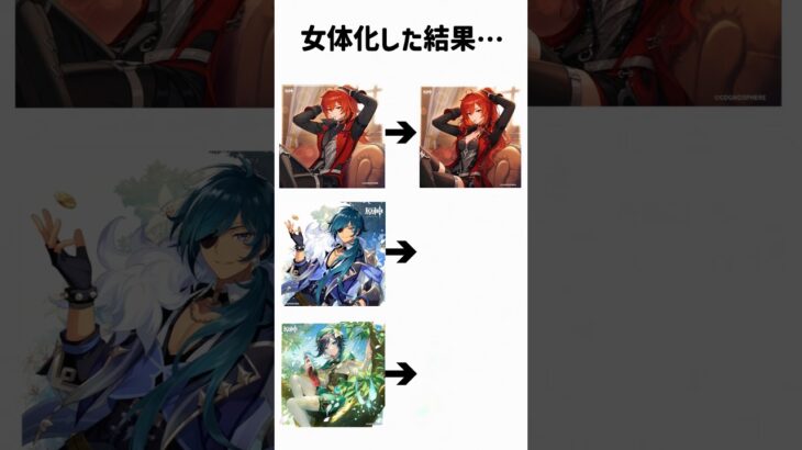 モンドの男性キャラを女体化した結果 #原神 #ディルック #ガイア #ウェンティ