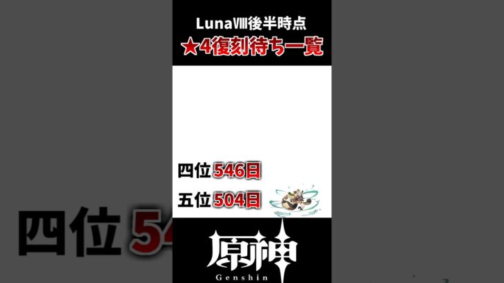 【原神】LunaⅧ後半、星4復刻待ちキャラ一覧！！ #原神 #げんしん #genshinimpact #hoyocreators
