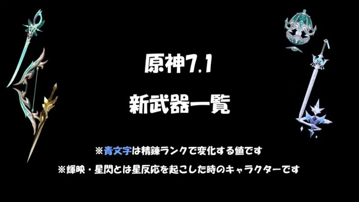 【原神】原神7.1実装予定の武器について