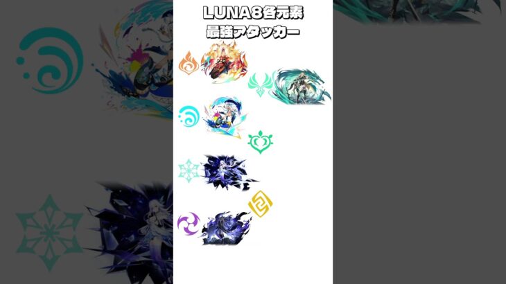【原神】Ver.LunaⅧ時点の各元素の最強アタッカー【Genshin Impact】#shorts  #原神 #genshinimpact  #genshin