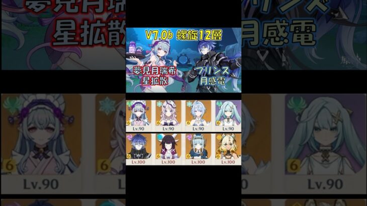 【原神】V7.0b (9月) 螺旋12層 夢見月瑞希 & フリンズ [Genshin] V7.0b Spiral Abyss Mizuki & Flins