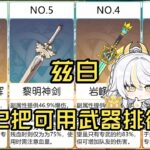【原神】兹白12把可用武器排行，白马兹白武器推荐、武器选择。