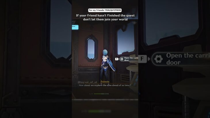 Open the door! (code: YOALQ6Y293OD) #genshinimpact#genshinfunny#shorts#Odette#Eula
